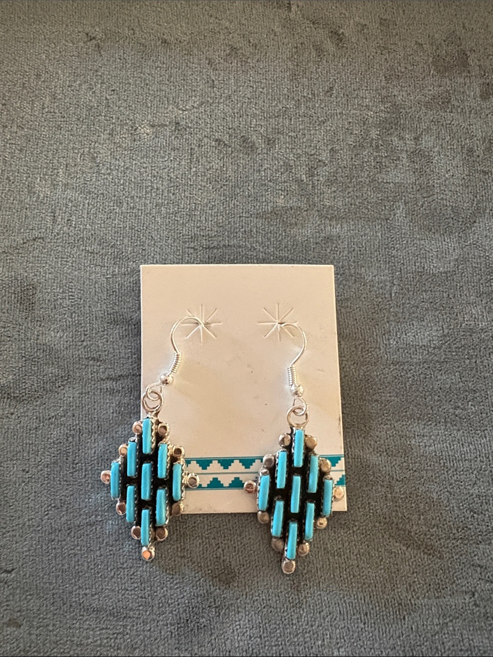 Turquoise Inlay Drop Earrings - Women's Jewelry